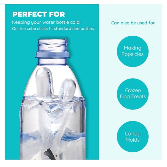 *NIP* 3 Pack Ice Stick/Cube Tray, Thin & Long for Sports/Water Bottles Silicone - Picture 11 of 13